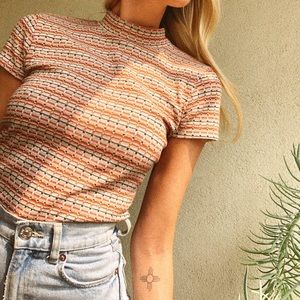 70s Inspired Mockneck Tee